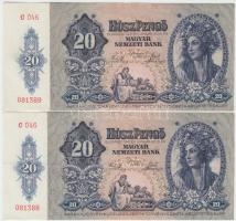 1941. 20P (4x) párban sorszámkövetők T:II,III