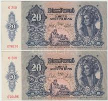 1941. 20P (4x) párban sorszámkövetők T:II,III