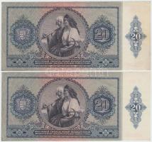 1941. 20P (4x) párban sorszámkövetők T:II,III
