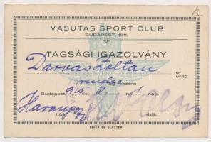 1925 Bp., A Vasutas sport Club tagsági igazolványa