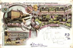 1897 Altenburg in S.A. Altenburges Landes-Gartenbau-Ausstellung, Verlag Richard Hauenstein; agricultural and gardening exposition, Gruss aus floral card