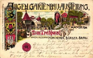 1897 Hamburg, Allgemeine-Gartenbau Ausstellung, zum Treibhausl / General-Horticultural Expo, Kunstanstalt Rosenblatt, litho