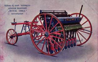 Kühne új szab. műtrágya-szóróval kombinált &#039;Royal Drill&#039; sorvetőgépe / agricultural machine advertisement