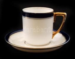 Rosenthal Bavaria mokkás készlet, 6 db csésze + alj, jelzett, kopásnyomokkal, d: 5 ill. 10,5 cm