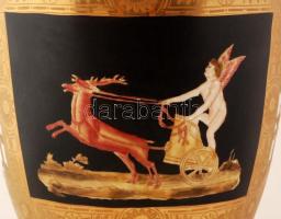 cca 1900 August Bauscher empír stílusú díszváza mitológiai jelenettel, kézzel festett, jelzett, hibá...