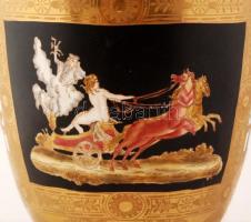 cca 1900 August Bauscher empír stílusú díszváza mitológiai jelenettel, kézzel festett, jelzett, hibá...