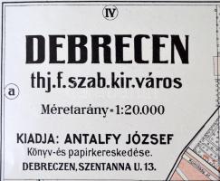 1925 Debrecen thj. f. szab. kir. város térkép, Antalfy József. Szép állapotban, 49x34cm