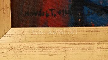 Kovács Tamás Vilmos (1951-): Kilátás az erkélyről. Olaj, vászon, jelzett, keretben, 70×50 cm