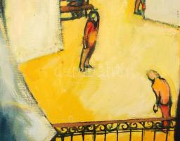 Kovács Tamás Vilmos (1951-): Kilátás az erkélyről. Olaj, vászon, jelzett, keretben, 70×50 cm