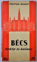 1968 Bécs térkép, Freytag-Berndt, 72x57cm+ Freytag-Berndt: Bécs térkép és kalauz. Panoráma könyvek, rossz állapotban