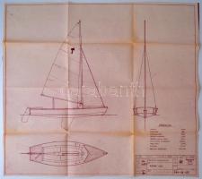 1980 Műanyag vitorlás tervei, 8db különböző méretben és minőségben