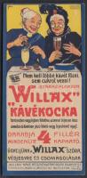 cca 1900 Willax kávékocka litho reklámos számolócédula / Advertising litho countong slip