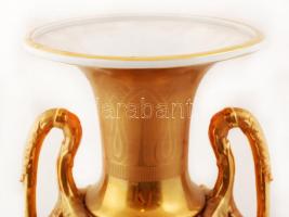 cca 1900 August Bauscher díszváza, kézzel festett virágcsendélettel, jelzett, hibátlan / August Baus...