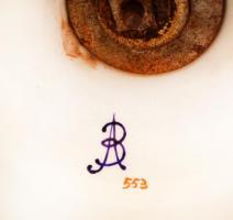 cca 1900 August Bauscher díszváza, kézzel festett virágcsendélettel, jelzett, hibátlan / August Baus...