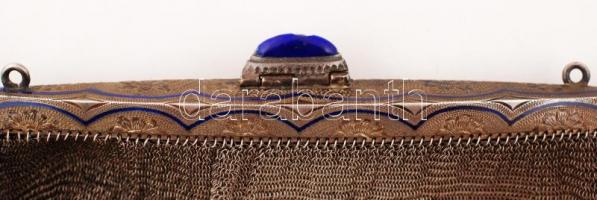 Ezüst (Ag.) színházi tárca, zománc díszítéssel, jelzett, a zománcon apró lekopásokkal, jó állapotban...