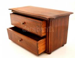 Két fiókos antik irattartó, fenyő diófa borittassal, m:22 cm, 21×42 cm