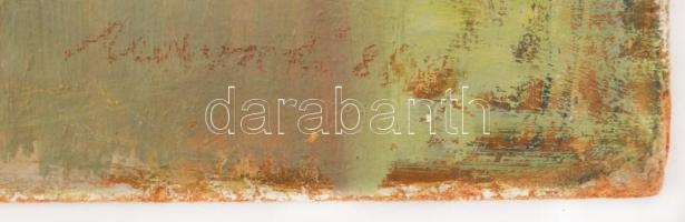 Udvardi Gyula(1925-): Kecskeméti házak. Tempera, farost, jelzett, 24x35 cm