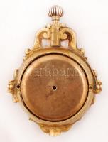 19. század végi zsebóra, hiányzó mutatóval és üveglappal, 7x5 cm