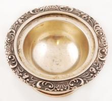 Ezüst (Ag.) fűszertartó párban (2db), jelzett, mesterjeggyel, hibátlan üvebetéttel,  m:3,5 cm, d:8 c...