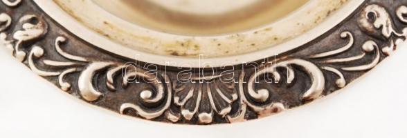 Ezüst (Ag.) fűszertartó párban (2db), jelzett, mesterjeggyel, hibátlan üvebetéttel,  m:3,5 cm, d:8 c...