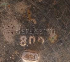 Ezüst (Ag.) fűszertartó párban (2db), jelzett, mesterjeggyel, hibátlan üvebetéttel,  m:3,5 cm, d:8 c...