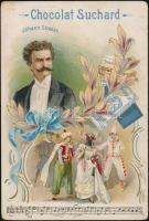 Chocolat Suchard litho reklámkártya, rajta Johann Strauss képével, 10x7 cm