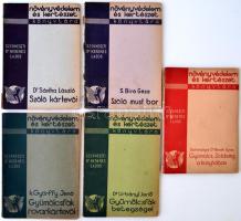 A Növényvédelem és kertészet könyvtára sorozat 5 füzete: Gyümölcsfák rovarkártevői; Gyümölcs, zöldség a konyhában; Szőlő kártevői; Gyümölcsfák betegségei; Szőlő, must, bor. Példányonként változó, nagyrészt jó állapotban.