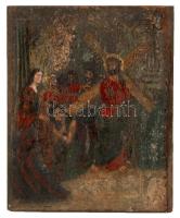 Jelzés nélkül: Stáció. Olaj, vászon, sérült,  40×32 cm