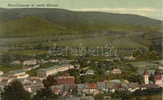 Körmöcbánya, Vasútállomással; Richter Lipót kiadása / view with railway station (Rb)