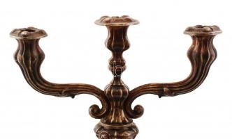 Antik háromágú ezüst (Ag.) gyertyatartó,  jelzett Bécs, 1862, 13 - latos antik ezüst, "AK"...