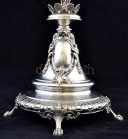 Ezüst (Ag.) neoklasszicista gyertyatartó, öt ágú hat láng hellyel, jelzett (Diana 1867-1937), mester...