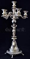 Ezüst (Ag.) neoklasszicista gyertyatartó, öt ágú hat láng hellyel, jelzett (Diana 1867-1937), mester...