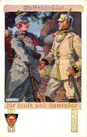 Waffenbrüder für heute und immerdar / Viribus Unitis propaganda card, Deutscher Schulverein Karte Nr. 475. s: K.A. Wilke