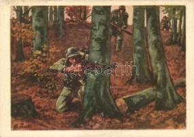 Vorposten, Die Postkarte des Heeres No. 8 / Vanguard soldiers, Postcards of the German Military, s: Angelo Jank (EK)