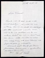 1939 Theresa Taxis hercegnő saját kézzel írt levele Sternberg grófnak / Autograph letter of Theresa Taxis