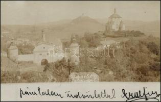 ~1910 Selmecbánya, Banska Stiavnica; Hegybányai Kapu, Leányvár / Piargska Gate, castle view, photo