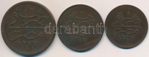 Oszmán Birodalom 1868. (1277/9) 10p Br + 20p Br + 1869. (1277/10) 40p Br "Abdul-Aziz" T:2 Ottoman Empire 1868. (1277/9) 10 Para Br + 20 Para Br + 1869. (1277/10) 40 Para Br "Abdul-Aziz" C:XF