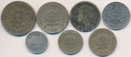 Lengyelország 1923. 20gr Ni + 1934. 2Zl Ag + 1949. 10gr Cu-Ni + 20gr Cu-Ni + 50gr Cu-Ni + 1Zl Cu-Ni ...