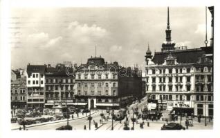 Brno, Brünn; Namestí Adolfa Hitlera / Adolf Hitler square, tram, automobiles (EK)