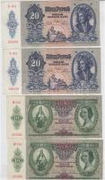 1936. 10P (2x) sorszámkövetők + 1941. 20P (2x) sorszámkövetők T:II,II-