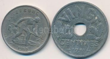 Vegyes: Franciaország / Vichy-kormány 1941. 20c Zn + Luxemburg 1952. 1Fr Cu-Ni T:2,2-
Mixed: France...