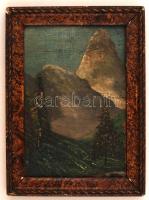 Jelzés nélkül: Alpesi táj. Olaj, vászon, fa keretben, 22x14 cm