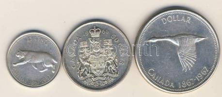 Kanada 1966. 50c Ag + 1967. 25c Ag +1$ Ag T:2+