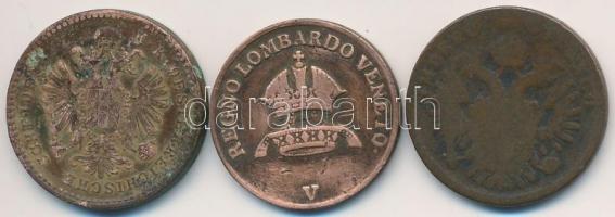 Vegyes: Ausztria 1858V 1kr Cu + Olasz Államok / Lombardia-Velence 1822V 1c Cu + 1852V 3c Cu T:2-,3
...