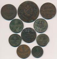 1807-1858. 10db-os vegyes krajcár tétel, közte 1816A 1/2kr Cu, 1858B 1kr Cu T:vegyes