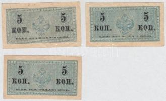 Orosz Birodalom 1915. 5k (3x) T:II-,III Russian Empire 1915. 5 Kopeks (3x) C:VF,F