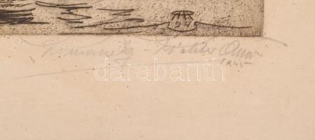 Rimaszéky-Richter Aladár (1898-?): Budapest 1945. Rézkarc, karton, jelzett, keretben,  23×31 cm