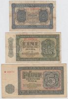 NDK 1948. 50pf + 1M + 1955. 5M T:III,III- GDR 1948. 50 Pfennig + 1 Mark + 1955. 5 Mark C:F,VG