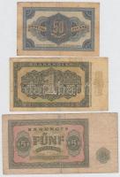 NDK 1948. 50pf + 1M + 1955. 5M T:III,III-
GDR 1948. 50 Pfennig + 1 Mark + 1955. 5 Mark C:F,VG