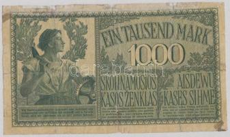 Német Birodalom / Darlehnskassenschein Ost / Kowno 1918. 1000M T:III-,IV ragasztott
German Empire /...